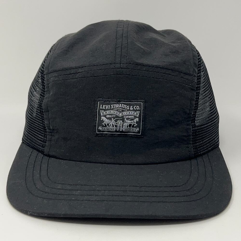 Levi Strauss Mesh Vented Camp Hat Baseball Cap Levis 5 Panel Strapback Black